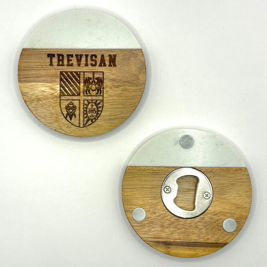 Marble & Wooden Circle Bottle Opener Coasters (SET OF 4)